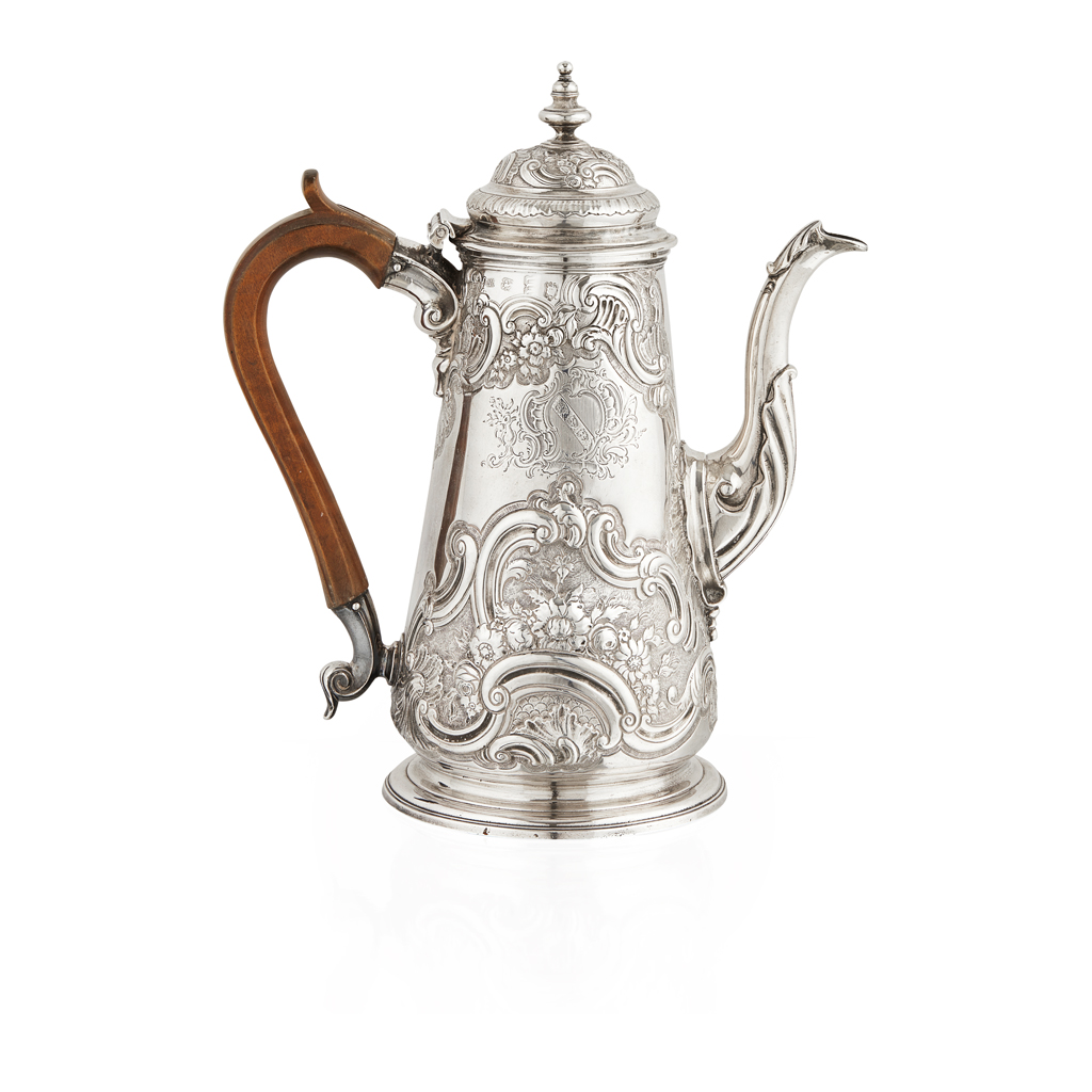 Appraisal: A George II silver coffee pot Possibly William Grundy London