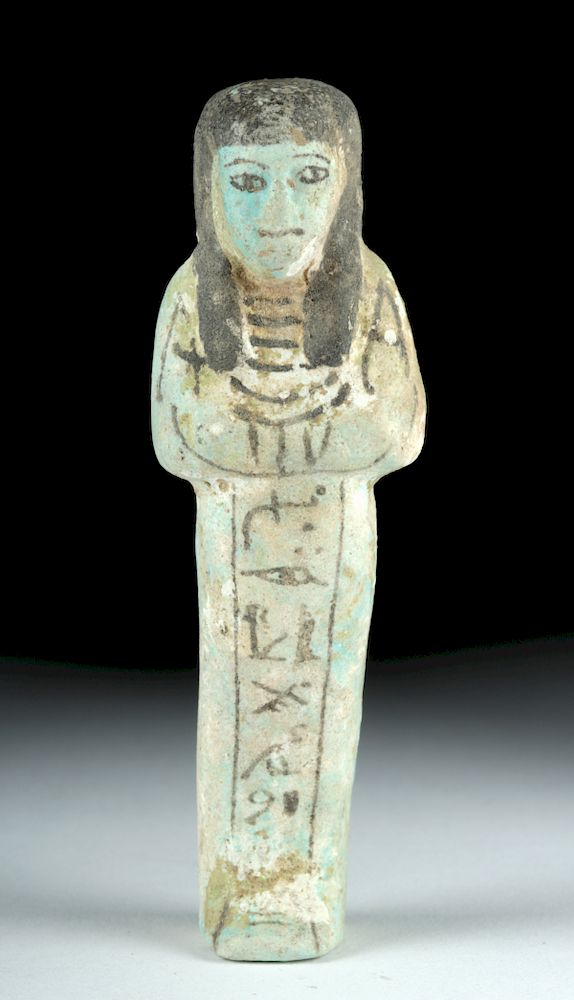 Appraisal: Egyptian Third Intermediate Faience Overseer Ushabti Originally Listed At Ancient