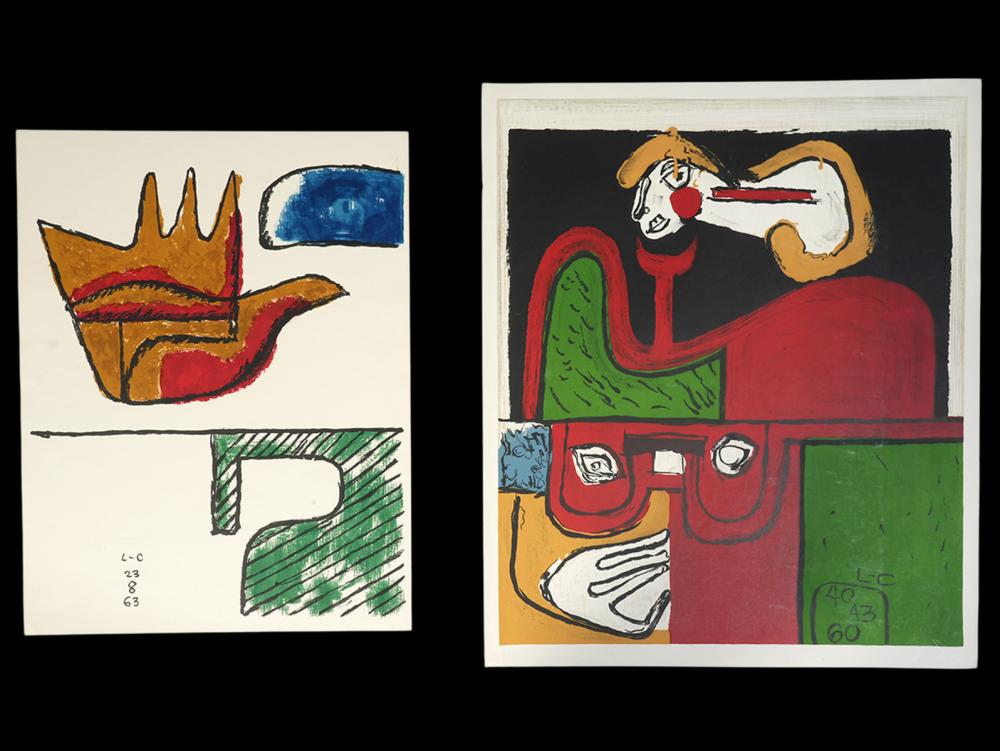 Appraisal: LE CORBUSIER LITHOS 'PORTRAIT' 'OPEN HAND'Le Corbusier Charles-Edouard Jeanneret Swiss