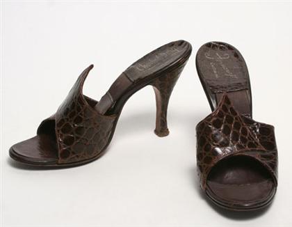 Appraisal: Alligator mules s- s Natural glossy high-heel alligator shoes designed