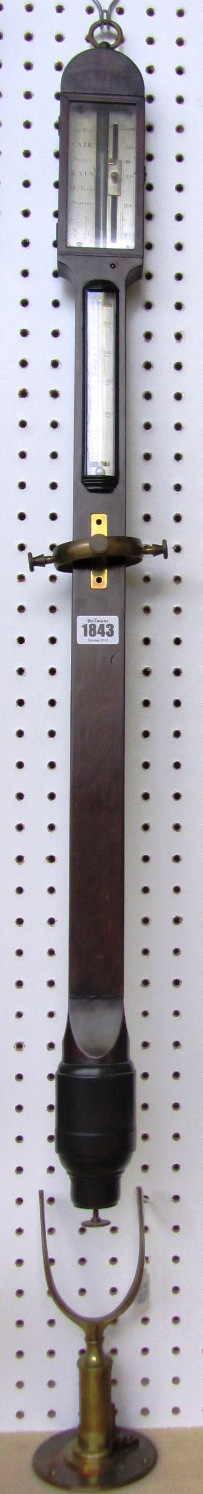 Appraisal: A mahogany marine stick barometer by 'P Watkins Charing Cross'