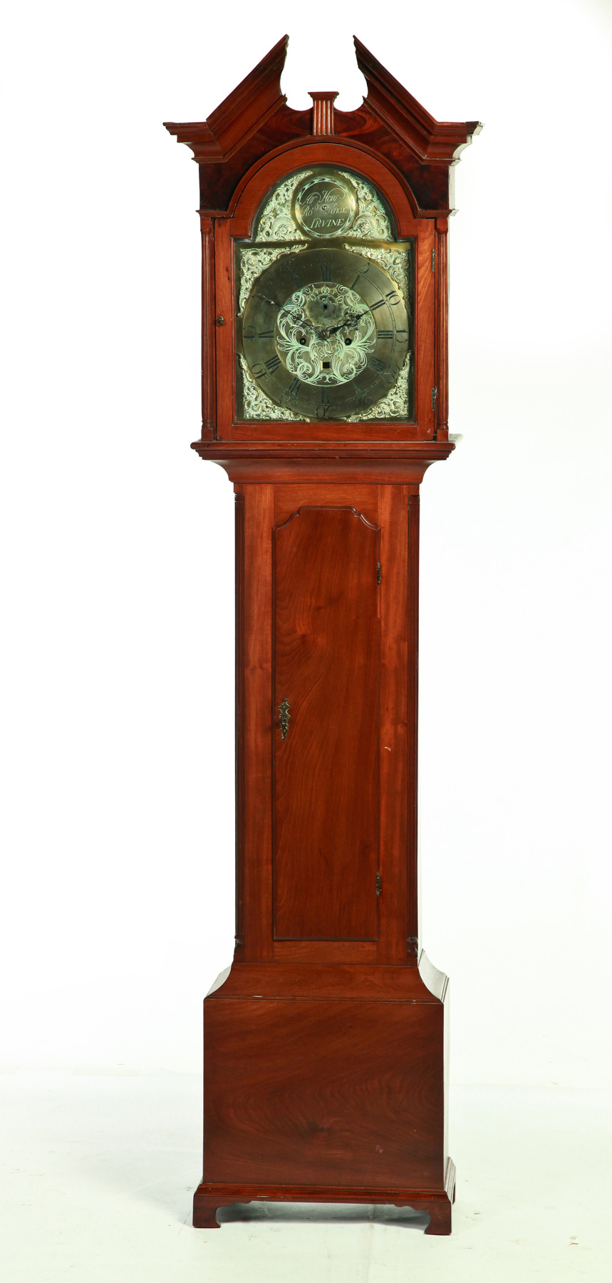 Appraisal: ENGLISH GEORGIAN TALL CASE CLOCK Ca mahogany Architectural bonnet case