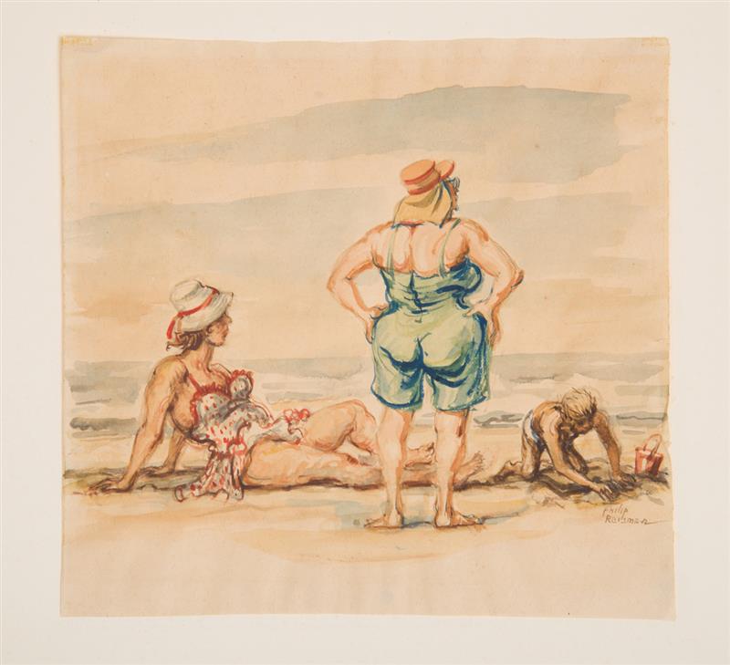 Appraisal: PHILIP REISMAN - BATHERS Watercolor on paper signed 'Philip Reisman'