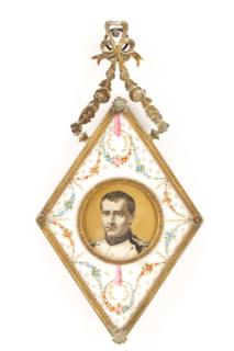 Appraisal: French Miniature Eglomise Portrait of Napoleon French late th to