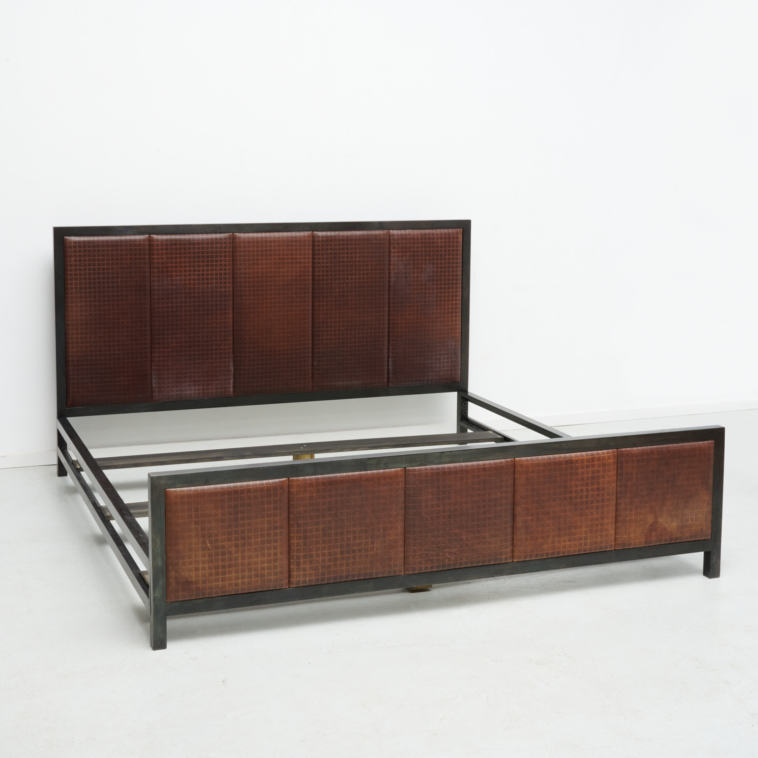 Appraisal: PETER MARINO CUSTOM PATINATED METAL KING BED th c USA