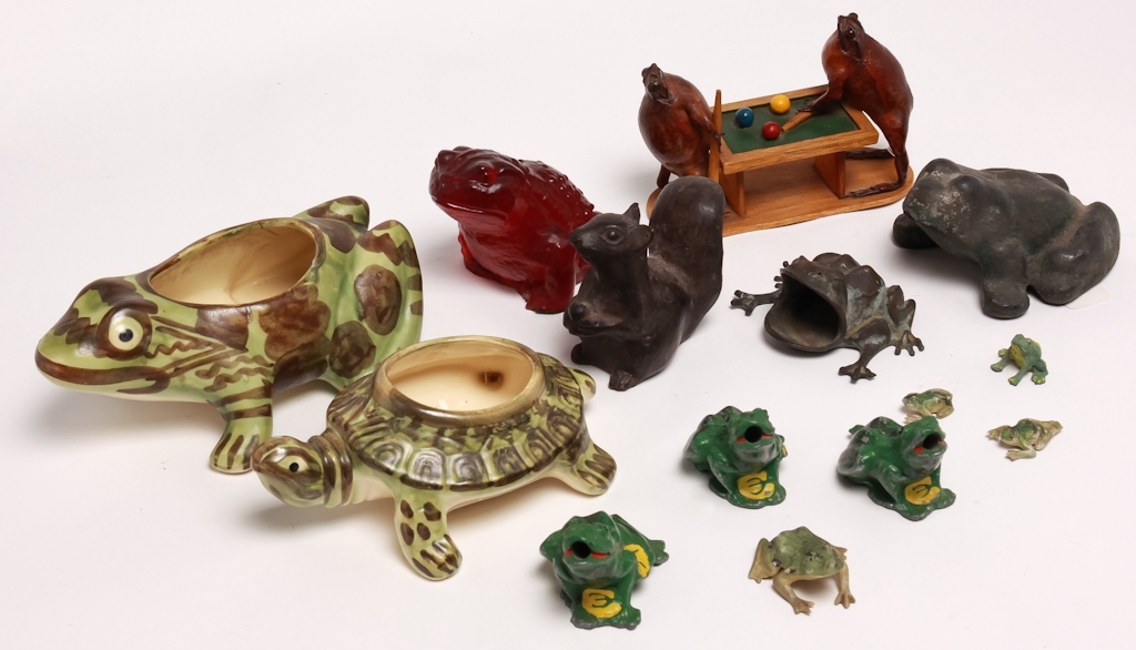 Appraisal: Twentieth century Frogs include cast iron painted white metal brass