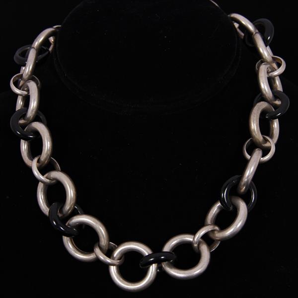 Appraisal: Dina Panagopoulos Designer Modern Sterling Glass Circle Linked Necklace