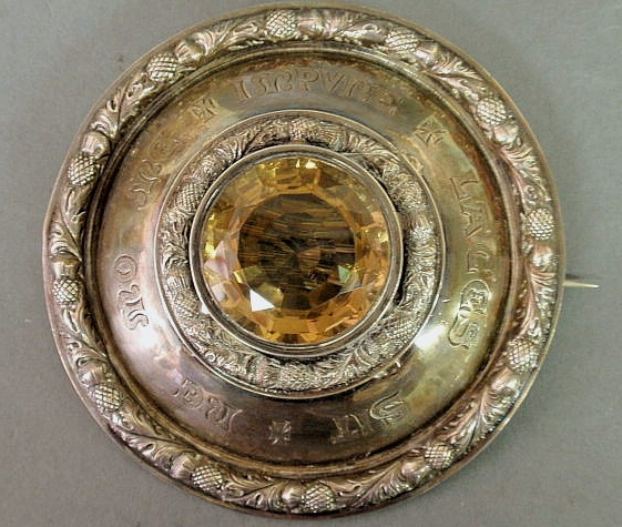 Appraisal: Scottish silver brooch with a large citrine center stone hallmarked