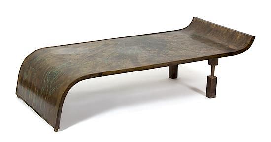 Appraisal: A Philip and Kelvin LaVerne Bronze Clad Wood Low Table