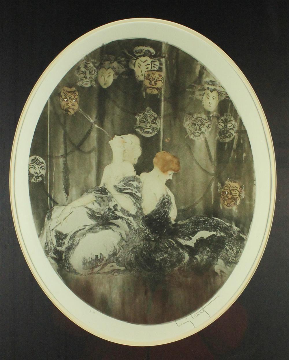 Appraisal: LOUIS ICART FRENCH - MASKS Etching and aquatint x in