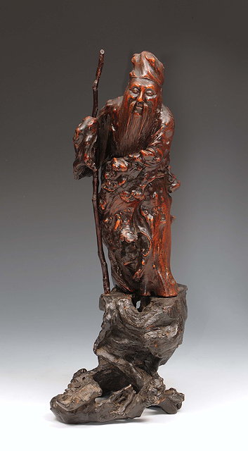 Appraisal: A Chinese carved wood figure of Lao Tze th Centurywith