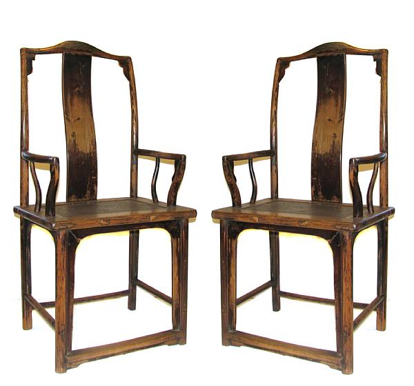 Appraisal: A set of four Chinese elm armchairs height in width