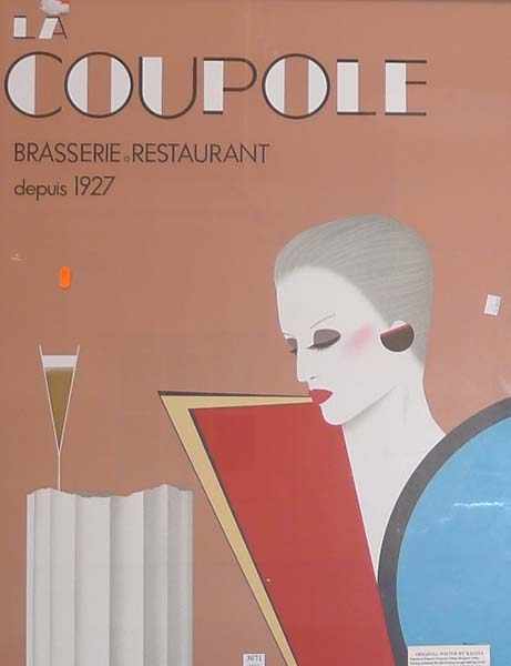 Appraisal: A POSTER PRINT OF LA COUPOLE BRASSERIE RESTAURANT ADVERTISEMENT