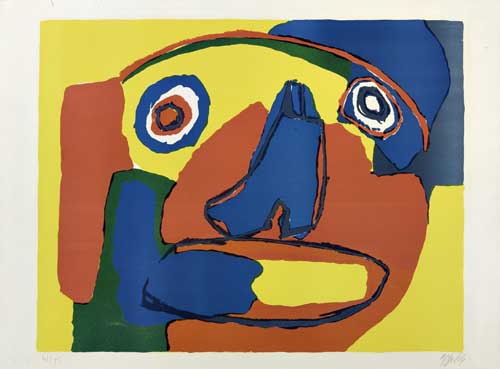 Appraisal: KAREL APPEL Multicolored Face Color lithograph on Arches paper x