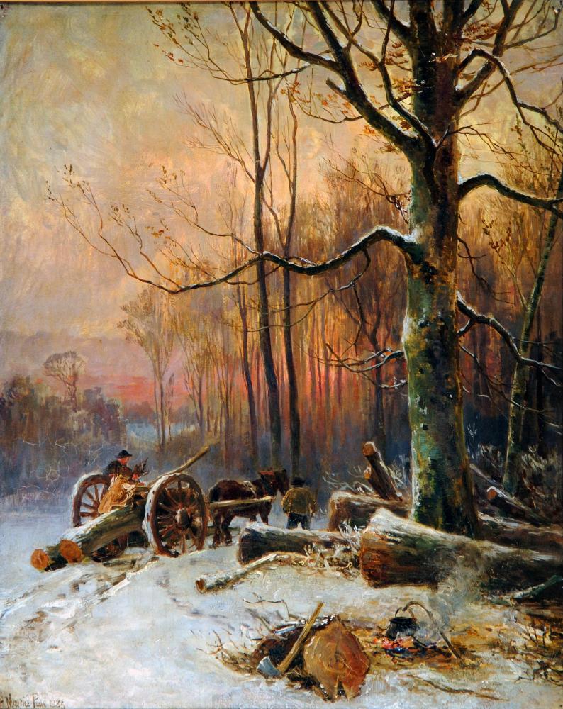 Appraisal: HENRY MAURICE PAGE act - Snow Scene with Loggers in