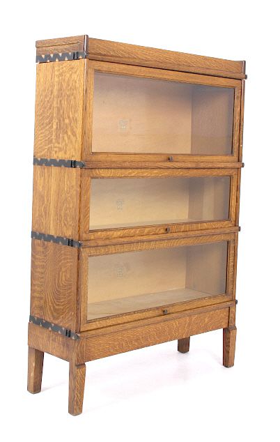 Appraisal: Oak Macey Three Section Barrister Lawyer Bookcase For your consideration