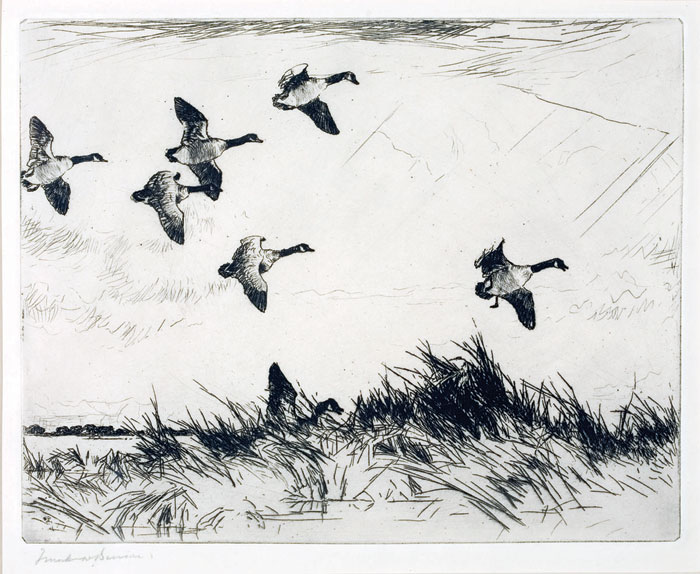 Appraisal: FRANK W BENSON AMERICAN - TWO ETCHINGS quot GEESE OVER