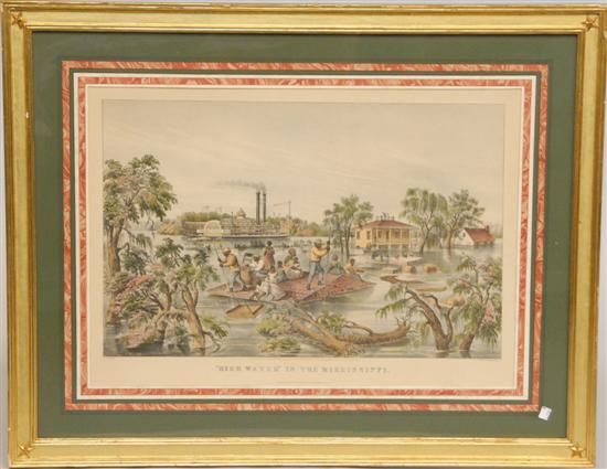 Appraisal: CURRIER AND IVES LITHOGRAPH High Water in the Mississippi F