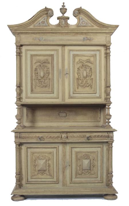 Appraisal: A large th century Continental walnut later painted court cupboard