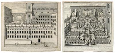 Appraisal: German garden engravings most featuring topiaries or garden scenes two