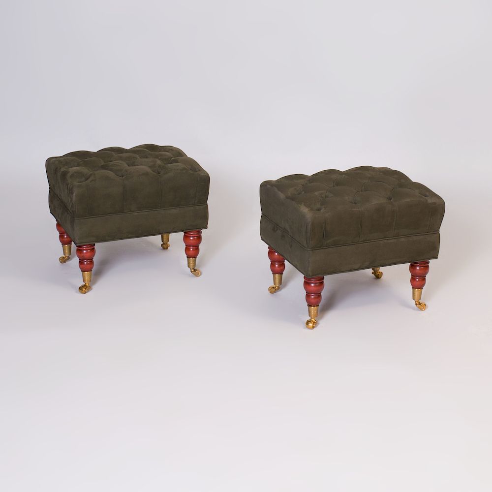 Appraisal: Pair of Ultrasuede Upholstered Stools of Recent Manufacture x x