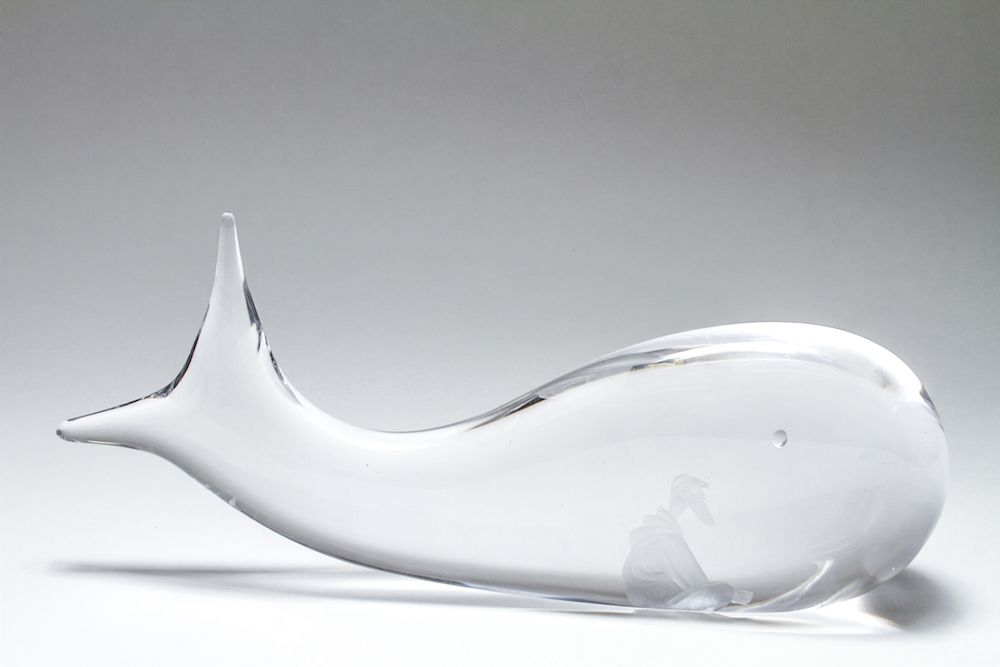 Appraisal: Lindstrom Kosta Jonah Whale Glass Sculpture Vicke Lindstrom for Kosta