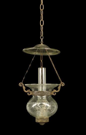 Appraisal: Anglo-American Brass and Cut and Blown Glass Pendant Lamp second