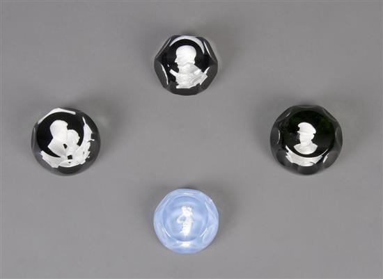 Appraisal: A Collection of Four Sulfide Paperweights Width of widest inches