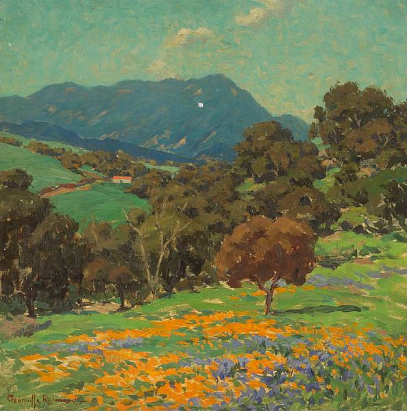 Appraisal: Granville Redmond - Rolling Hills with Poppies and Lupine signed