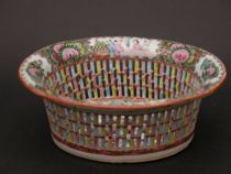 Appraisal: Rose Medallion Reticulated Basket Late th Early th Century Rose