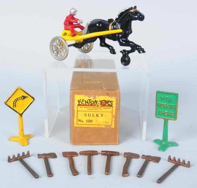 Appraisal: Cast Iron Kenton Horse-Drawn Sulk Toy American Working Comes with