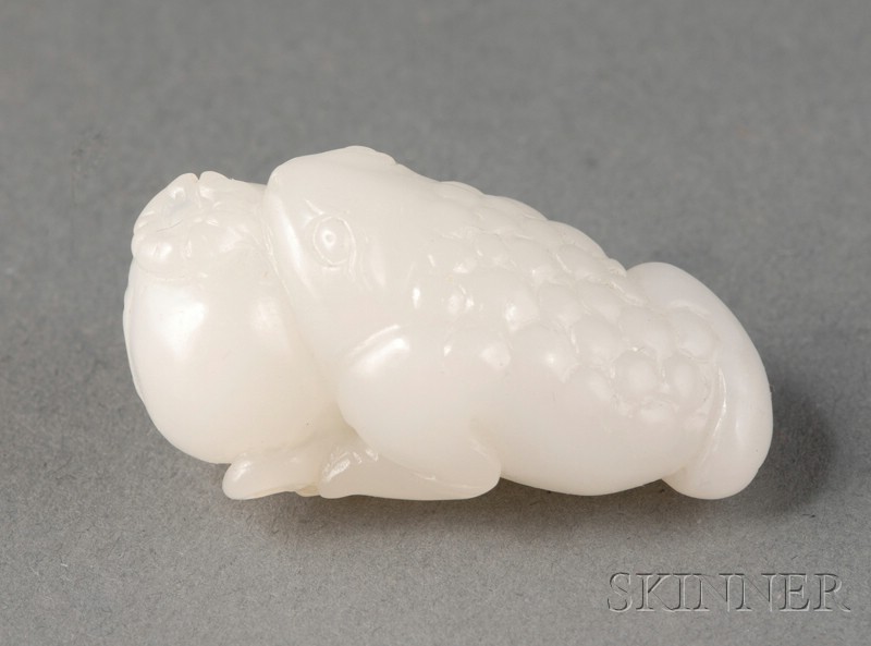 Appraisal: Jade Carving pure white stone depicting a frog with a