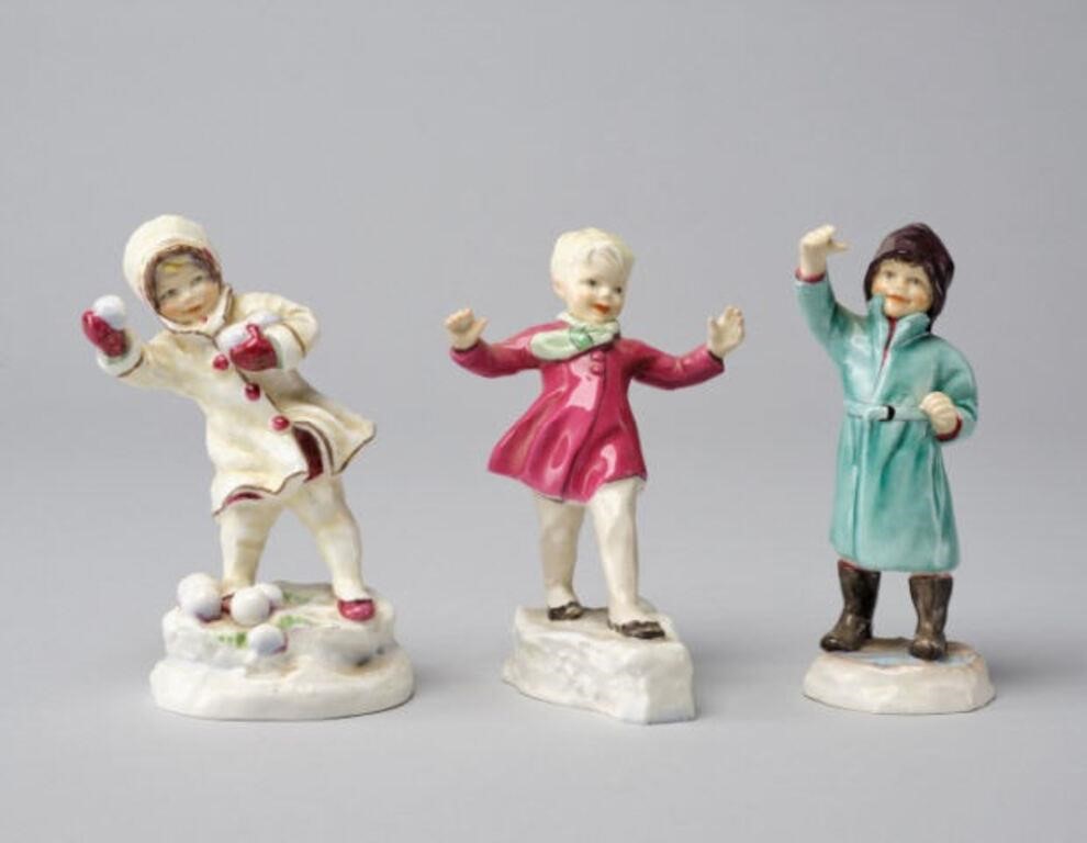 Appraisal: THREE FREDA DOUGHTY FIGURINESThree Royal Worcester Freda Doughty Months of