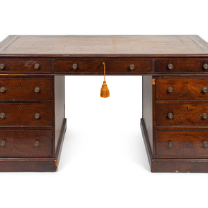 Appraisal: A George III Style Mahogany Partner's Desk TH CENTURY each