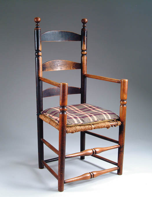 Appraisal: FINE EARLY LADDERBACK ARMCHAIR th C Three slat back large