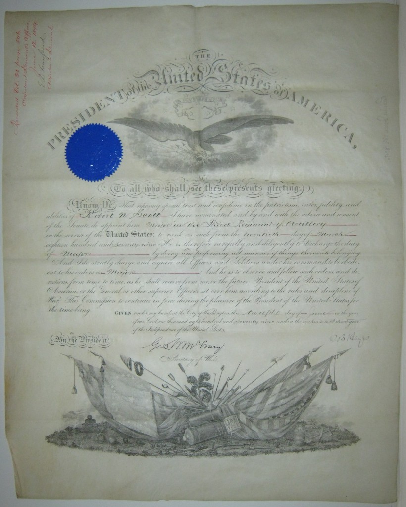 Appraisal: HAYES RUTHERFORD B Partly-printed vellum Document Signed RBHayes as President