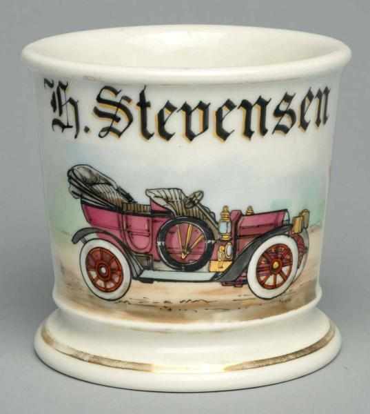 Appraisal: Automobile Shaving Mug H Stevensen written across the top Beautiful