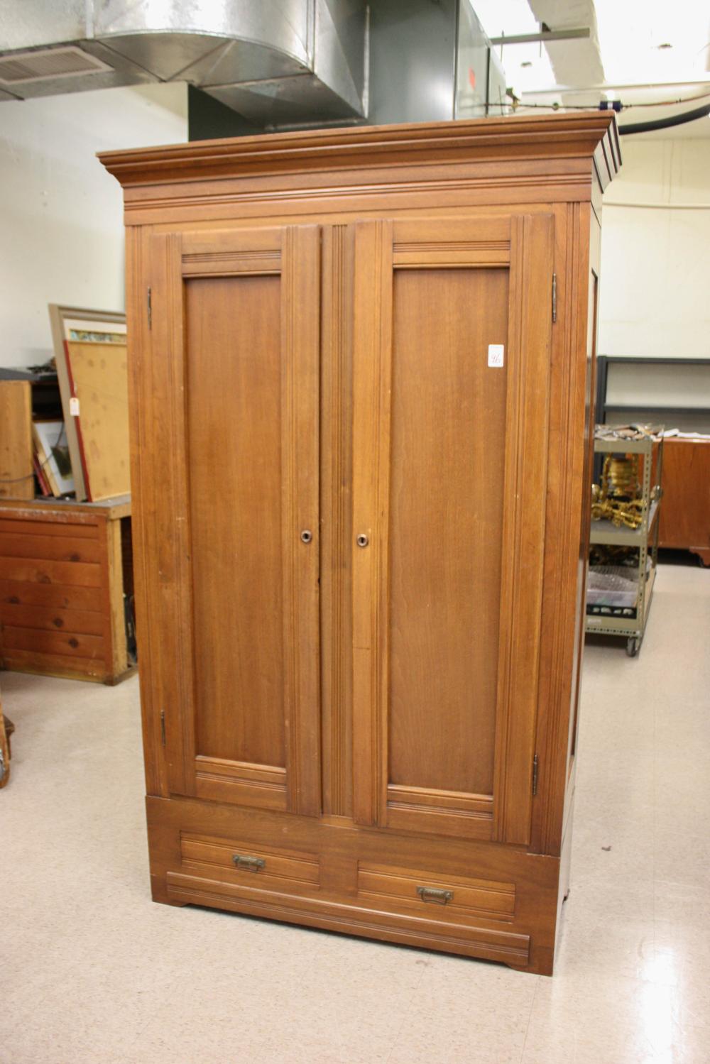 Appraisal: VICTORIAN WALNUT TWO-DOOR WARDROBE American c H x W x