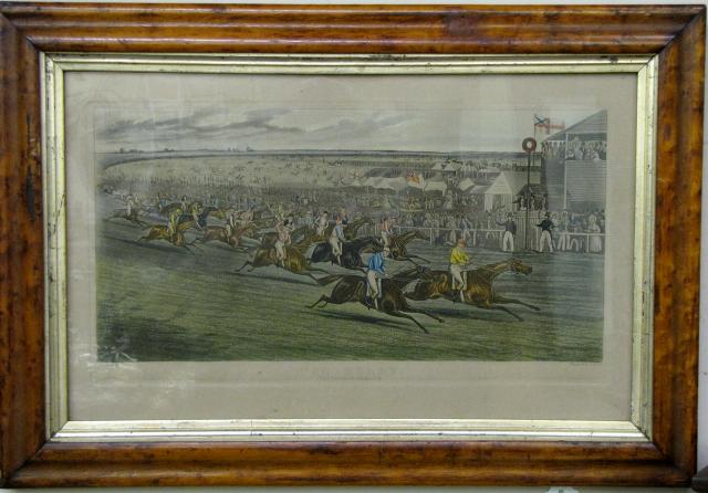 Appraisal: th Century Hand Colored Engraving The Derby Tattenham Corner Engraved