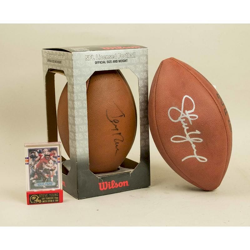 Appraisal: Jerry Rice Steve Young Signed Footballs Lot of three items