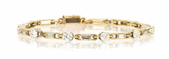 Appraisal: A Karat Yellow Gold and Diamond Bracelet containing five round