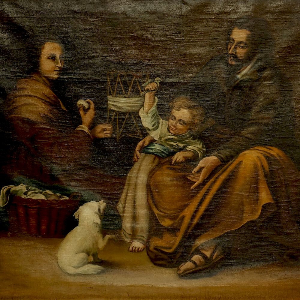 Appraisal: Antique Oil On Canvas Antique oil on canvas Happy Family