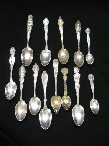 Appraisal: Sterling Silver Souvenir Spoons mostly Victorian some figural nice lot