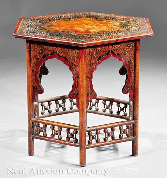 Appraisal: An Aesthetic Movement Incised and Lacquered Tabouret early th c