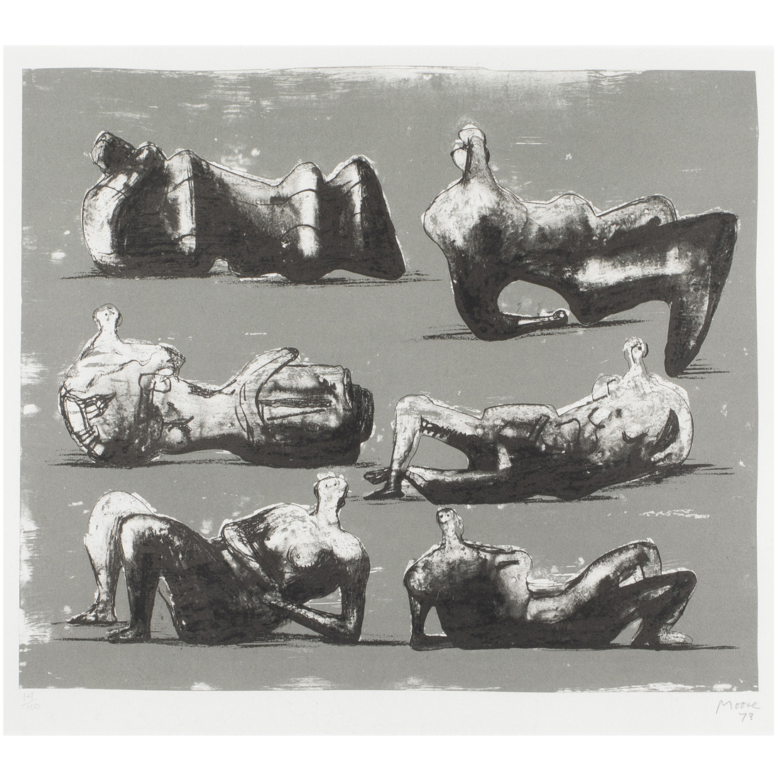 Appraisal: Henry Moore British - Six Reclining Figures lithograph pencil signed