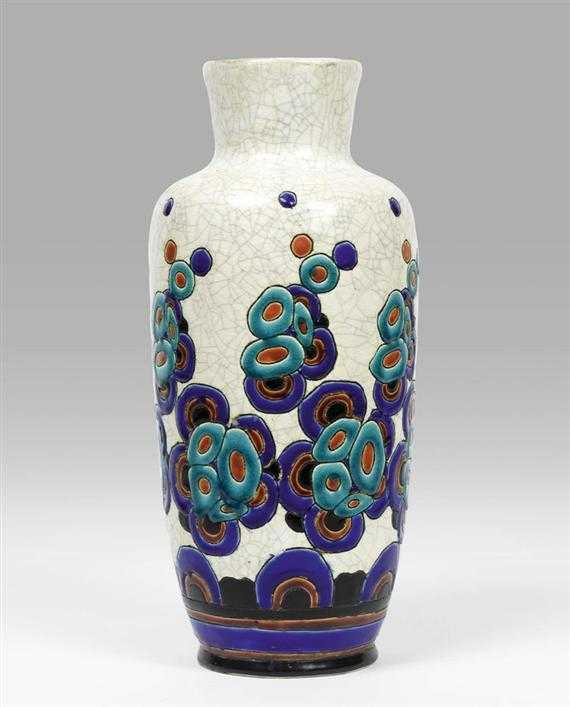 Appraisal: CATTEAU CHARLES - VASE Boch La Louvi re circa Crackle-glazed