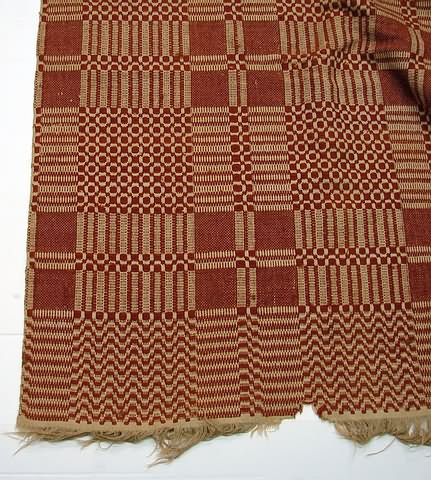 Appraisal: Brown square and geometric decoration on off-white ground x Condition