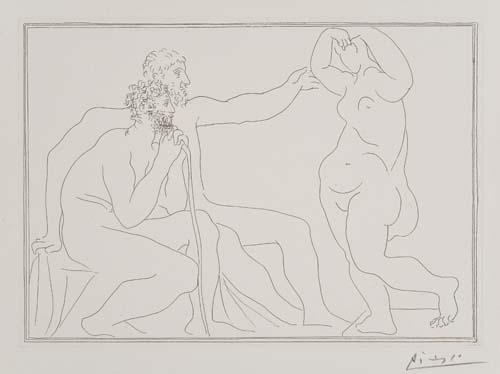 Appraisal: PABLO PICASSO Deux Sculpteurs devant une Statue Etching x mm