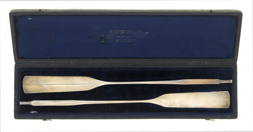 Appraisal: ROWING A PAIR OF IRISH VICTORIAN SILVER PRIZE OARS cm