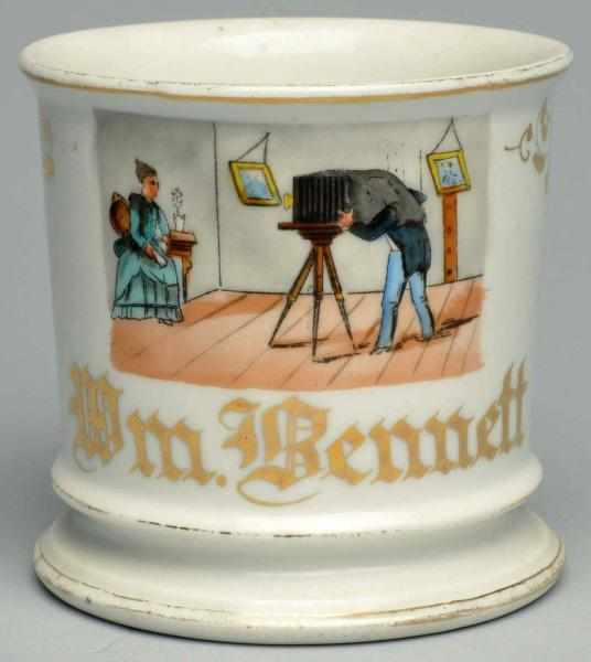 Appraisal: Photographers Shaving Mug Gilt name WM Bennett Nice image of